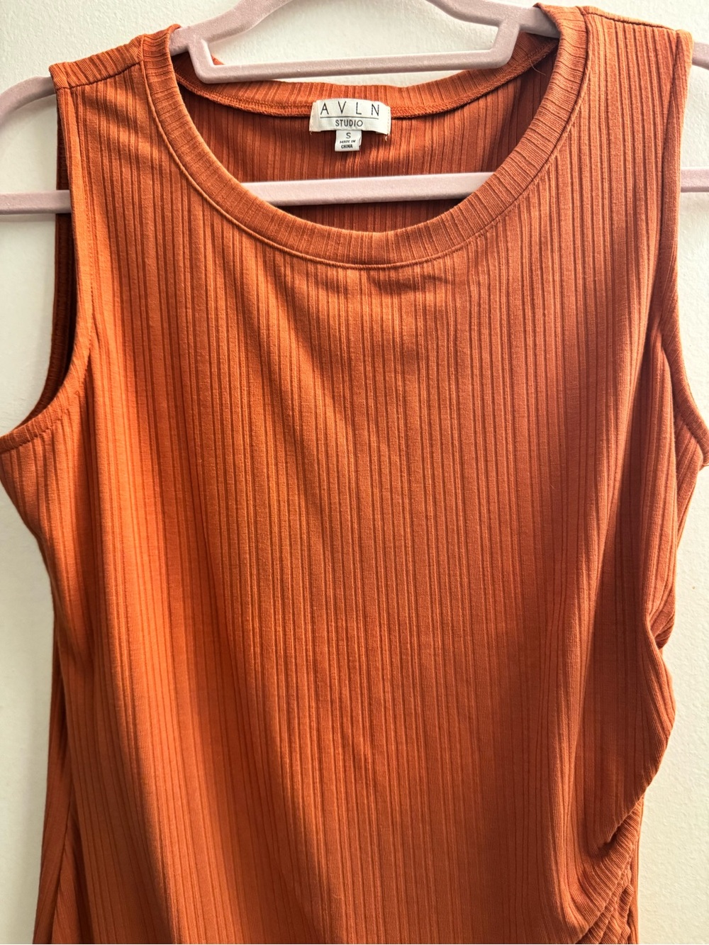 Sleeveless Rust Ruched Midi Dress - Picture 8 of 10